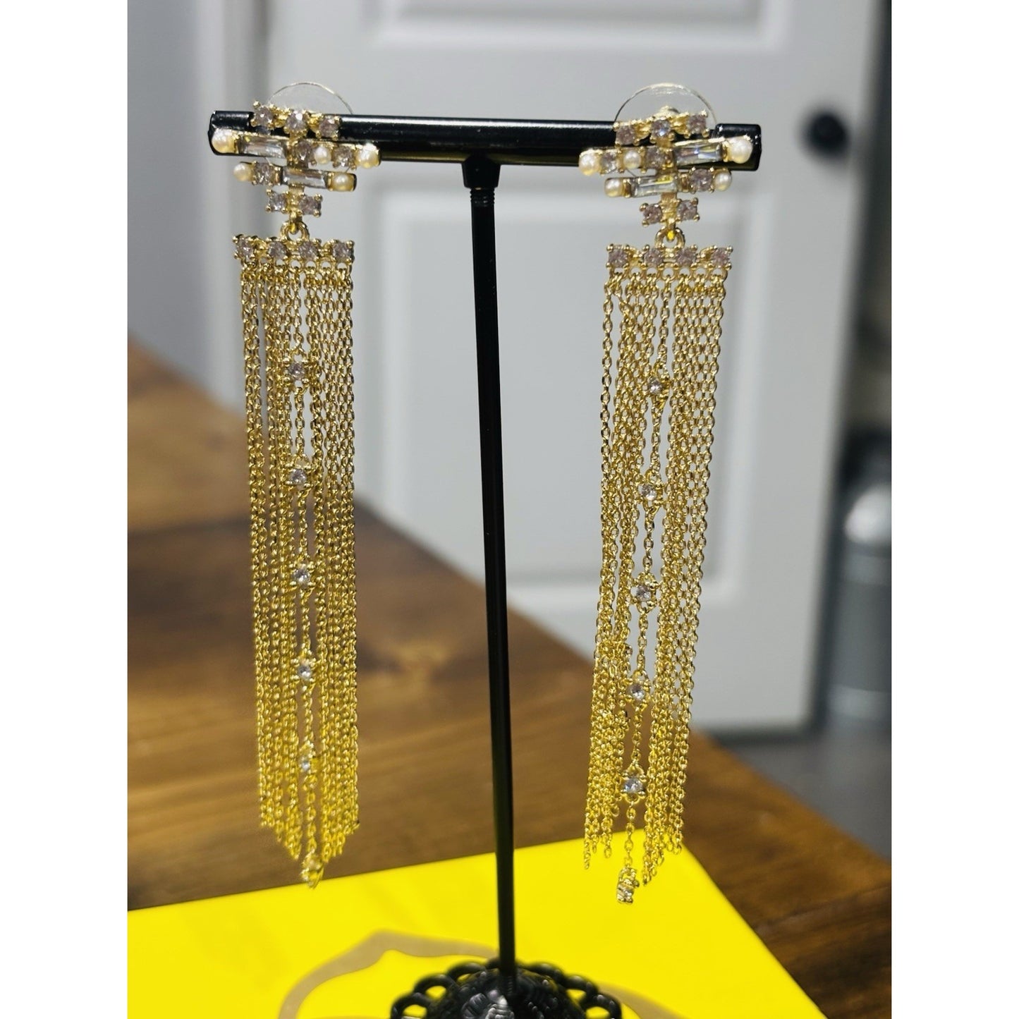 Kendra Scott Madelyn Pearl Fringe Drop Dangle Statement Earrings NWT