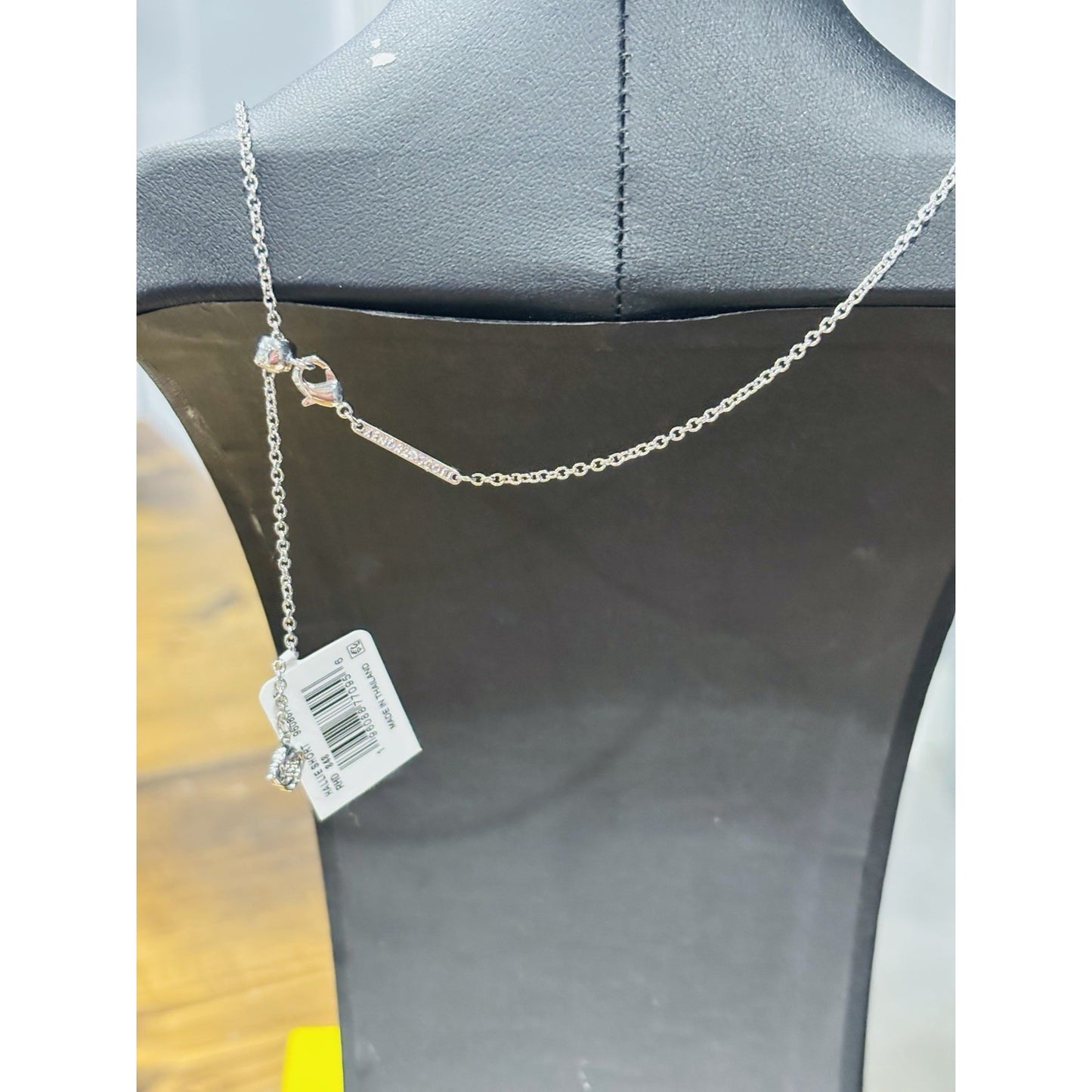 Kendra Scott NWT Hallie Silver Short Pendent Necklace In Watermelon Illusion