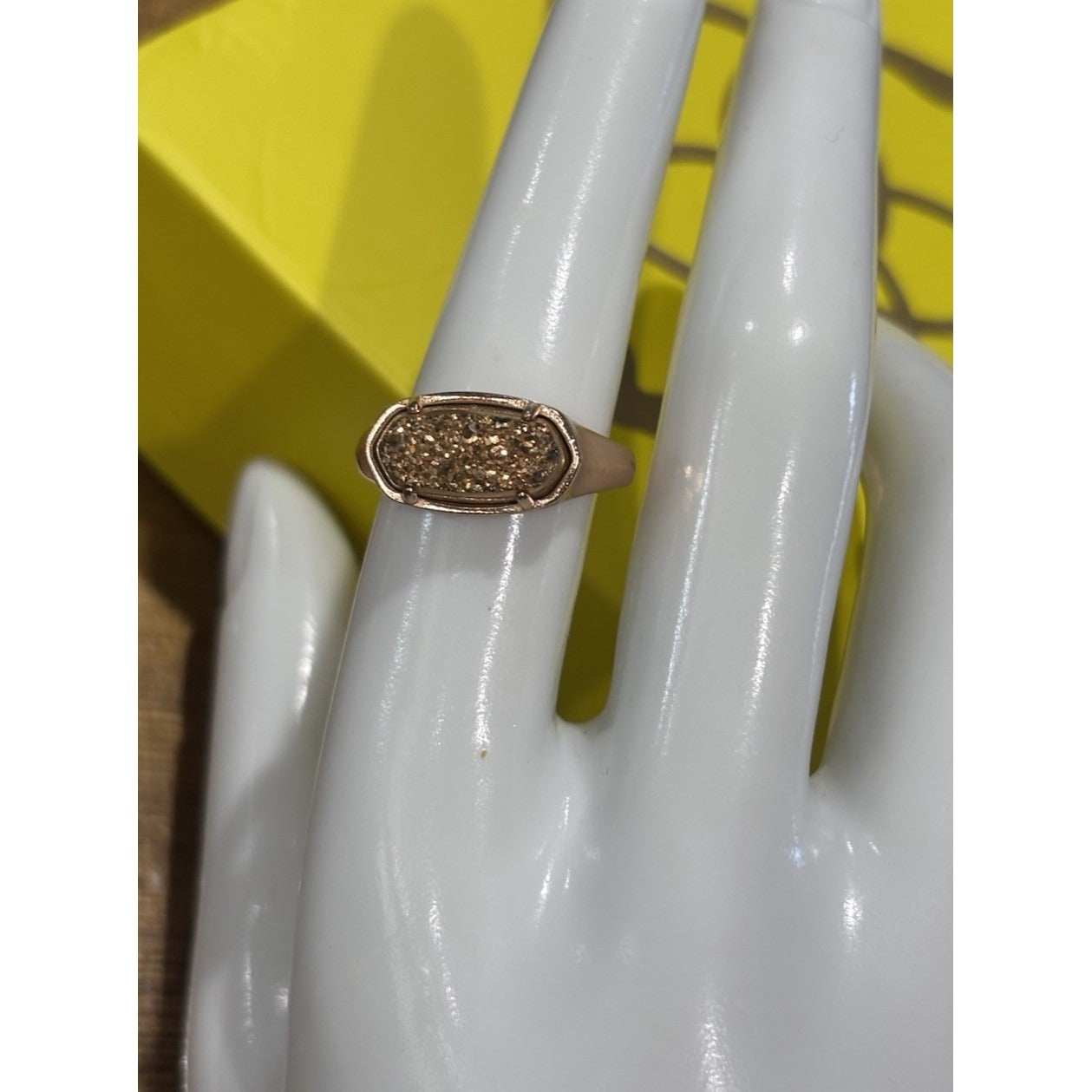 Kendra Scott Rose Gold Eli Ring With Gold Drusy Size 7