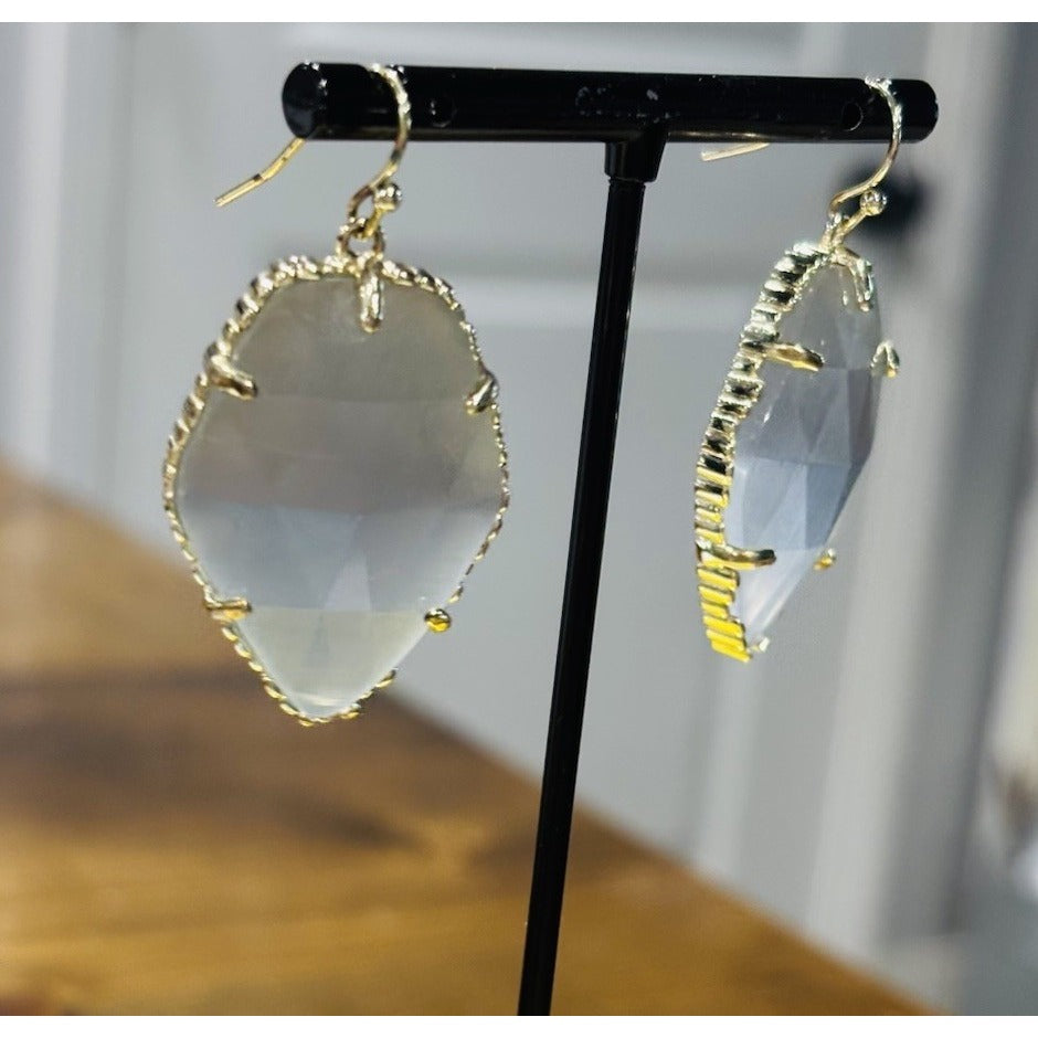 Kendra Scott Gold Corley Earrings In Gray Cat’s Eye