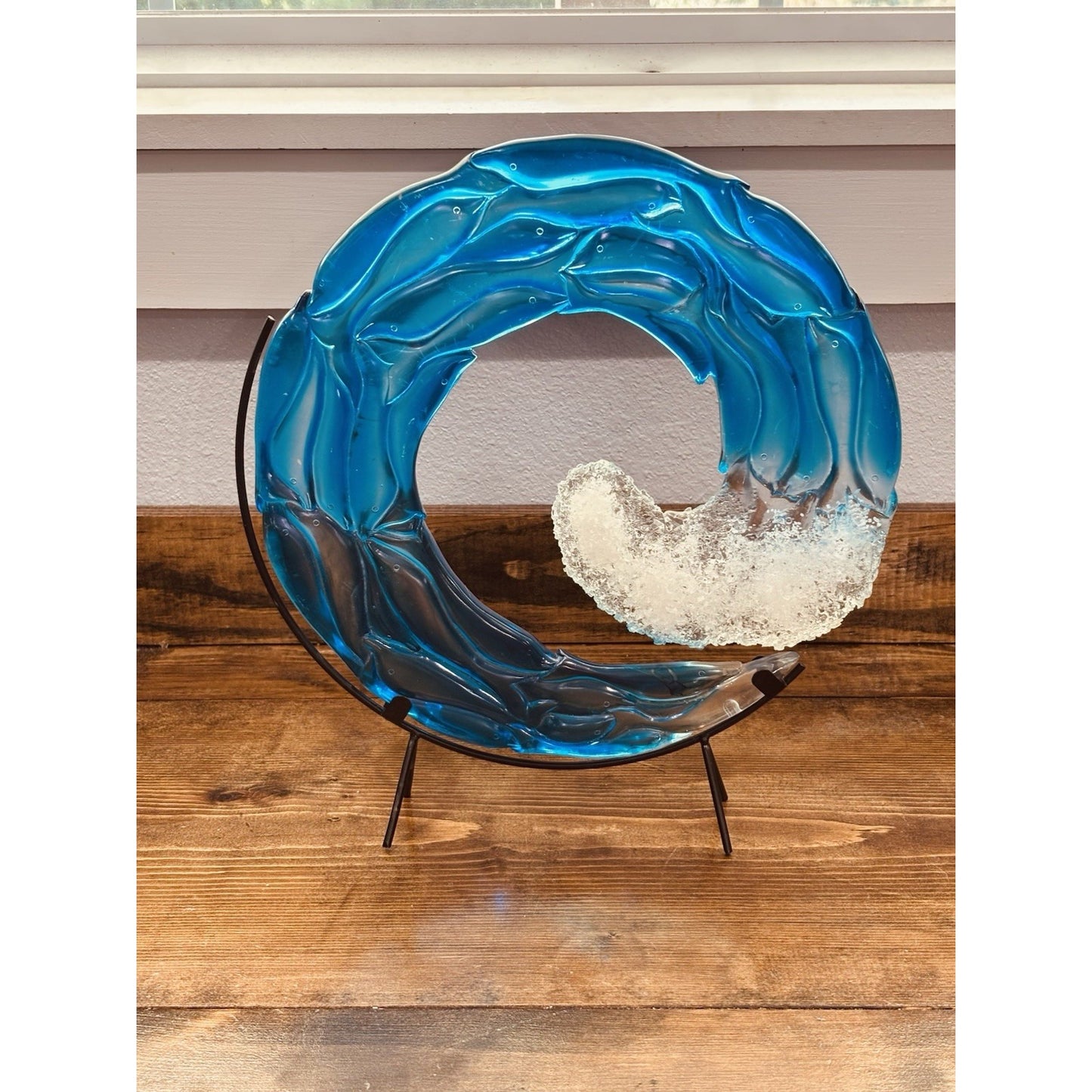 Orchip Wave Ocean Fuse Glass Sculpture
