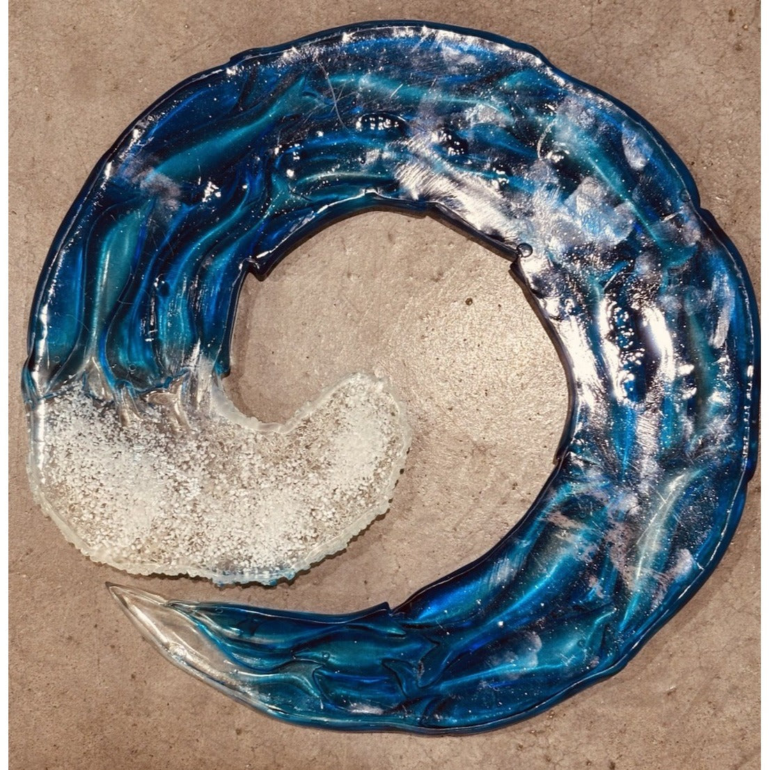Orchip Wave Ocean Fuse Glass Sculpture