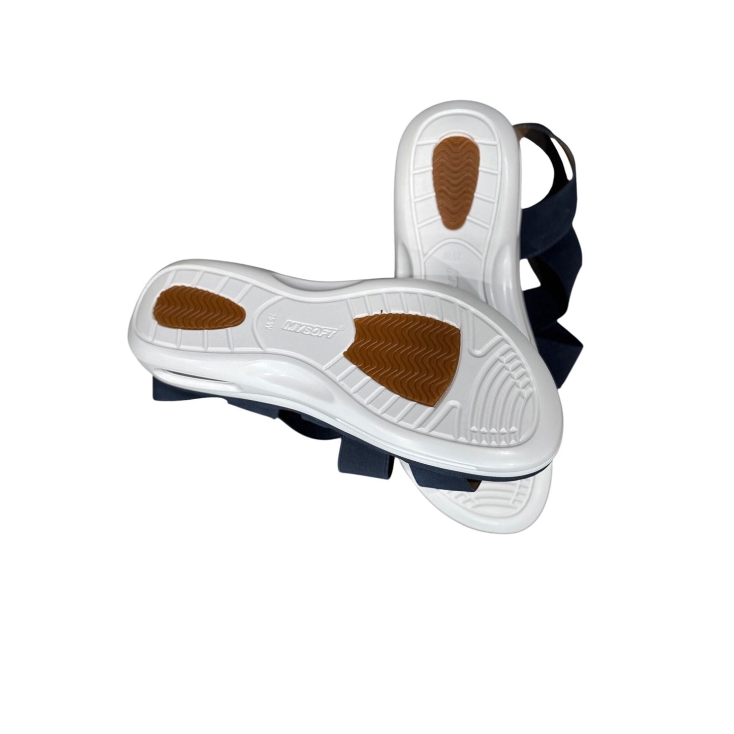 SoSoft Womens Navy Blue Lattice Strap Sandals Size 7.5 Air Cushion Sole