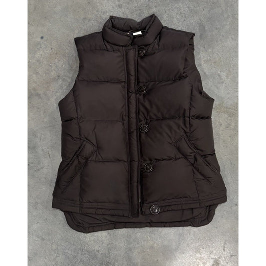 Womens J. Crew Puffer Vest Jacket Size Medium Brown Down