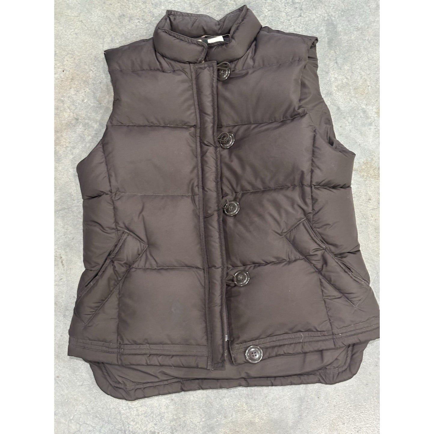Womens J. Crew Puffer Vest Jacket Size Medium Brown Down