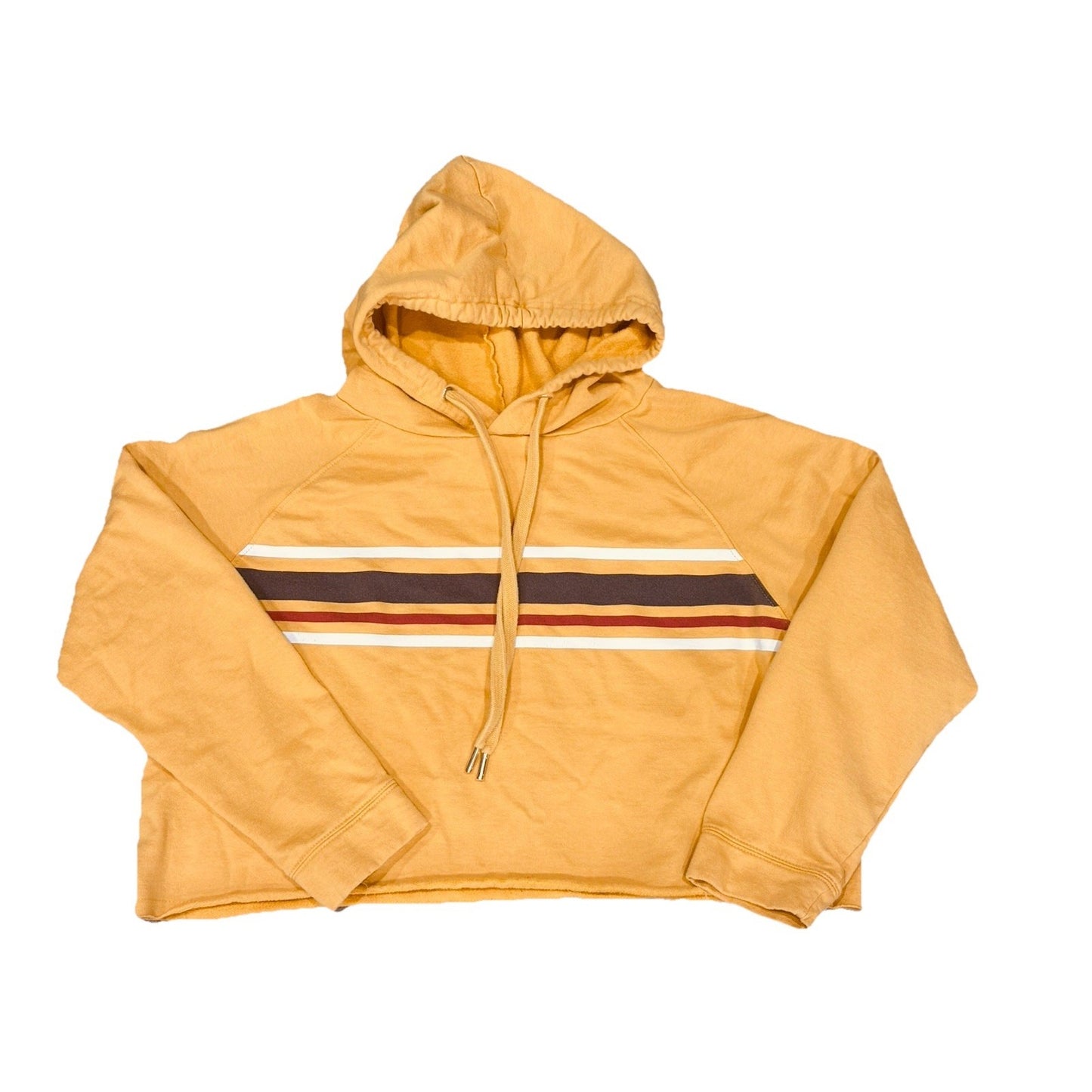 Women's Messy Bun Just Chillin Mustard Cropped Hoodie Size Large Soft Comfy