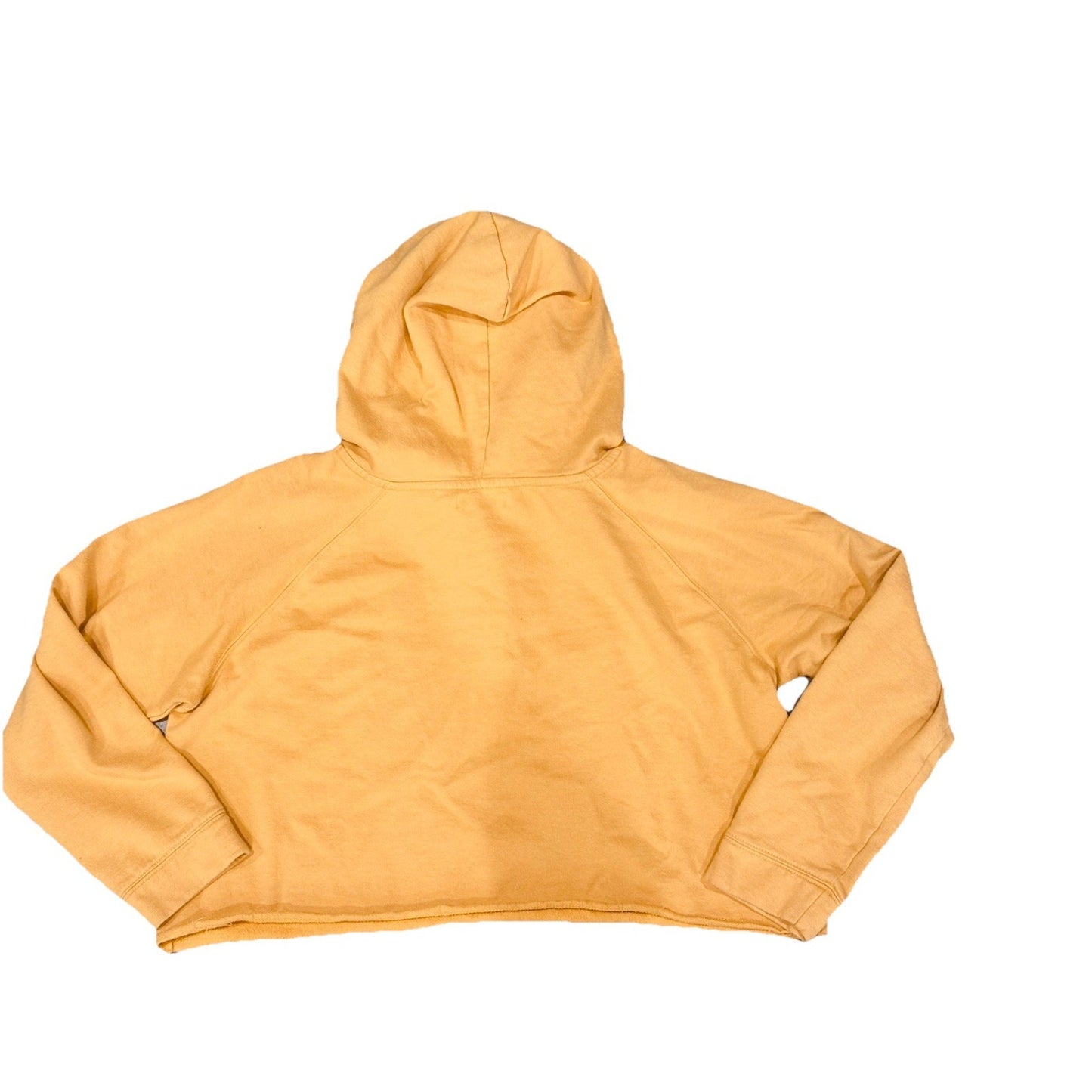 Women's Messy Bun Just Chillin Mustard Cropped Hoodie Size Large Soft Comfy
