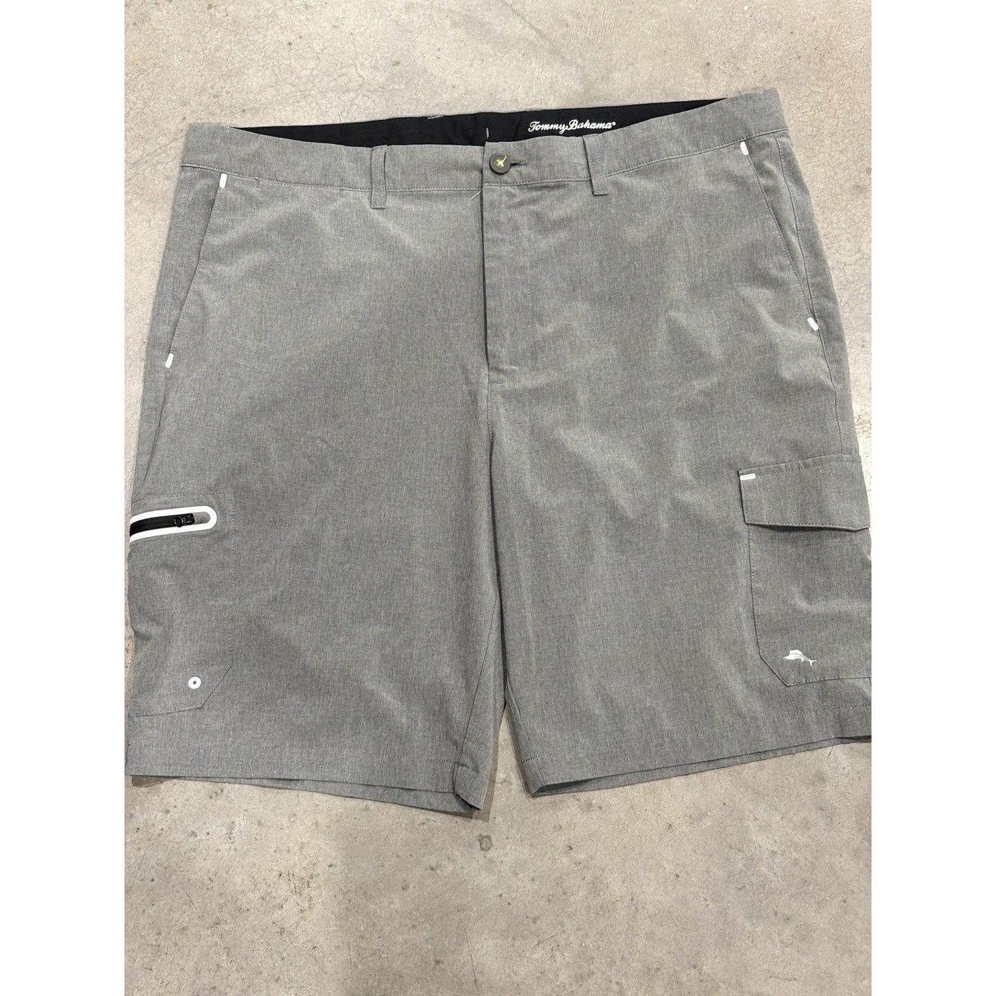 Tommy Bahama Cargo Shorts Gray IslandZone Quick Dry UPF 30+ Chino Stretch Sz 40