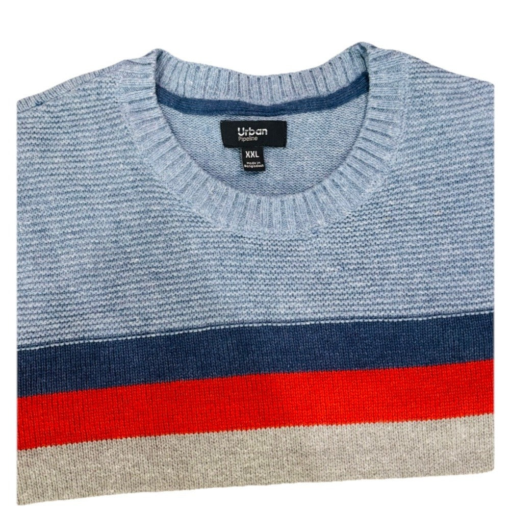 Urban Pipeline Sweater Men's Medium Knitted Crew Neck Striped Cotton Blend XXL