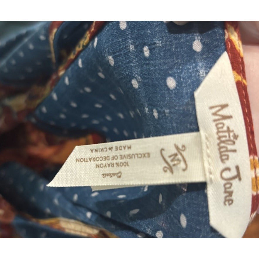 Matilda Jane Top Womens Medium Garden Mums Floral Peasant Blouse Boho Sleeve M