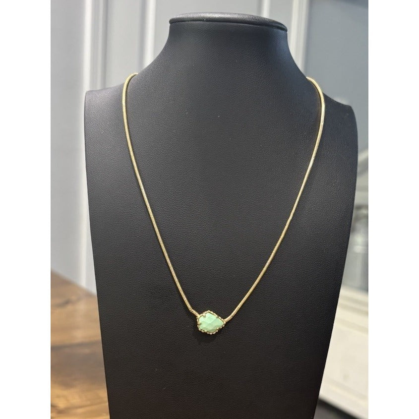 Kendra Scott Gold Tess Necklace With Mint Green Stone