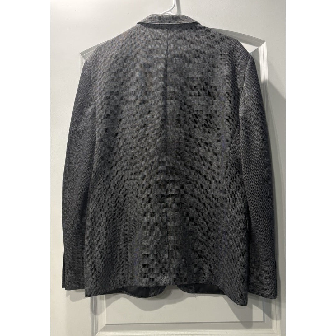 Express Sport Coat Men's L Grey Birdseye Slim Fit Photographer 2-Button Jacket