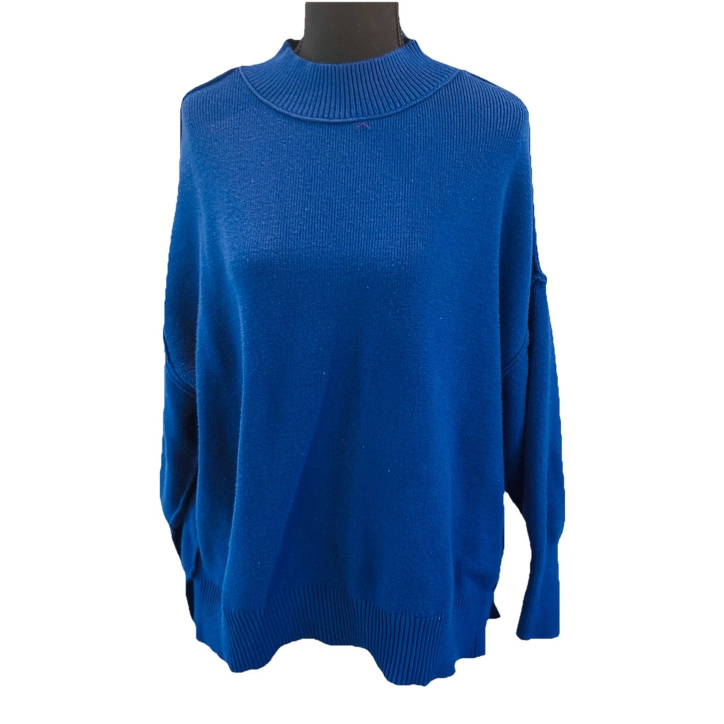 Zesica Mock Turtle Neck Long Sleeve Blue Sweater Size M