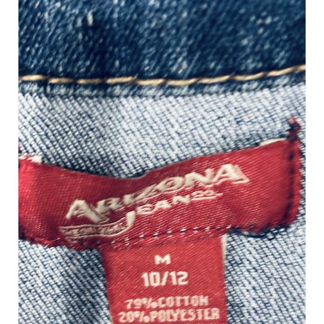 Arizona Denim Trucker Jean Jacket M 10/12 Girls Med Blue Wash Button Closure
