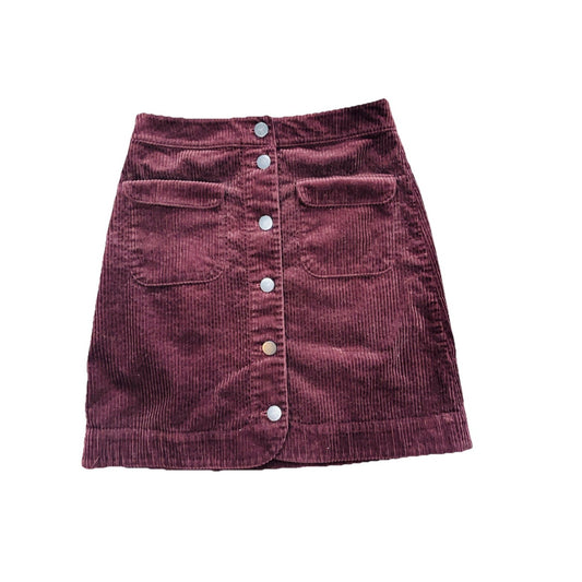 - LOFT Above the Knee Corduroy Skirt in Maroon Size 0