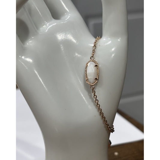 KENDRA SCOTT ELAINA MOTHER OF PEARL ROSE GOLD PLATED BRASS CHAIN BRACELET