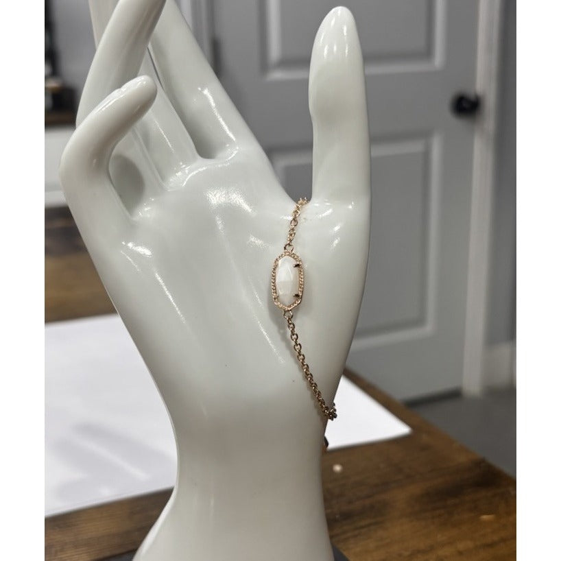 KENDRA SCOTT ELAINA MOTHER OF PEARL ROSE GOLD PLATED BRASS CHAIN BRACELET