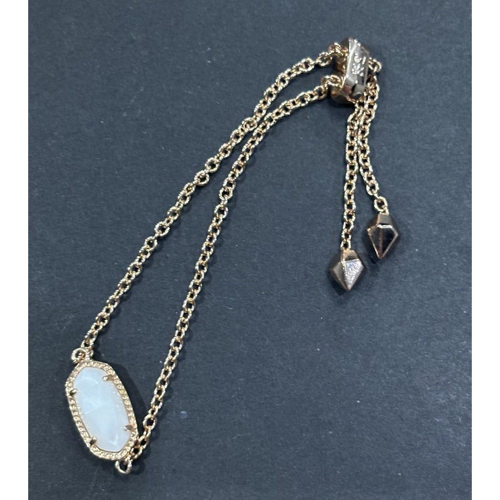 KENDRA SCOTT ELAINA MOTHER OF PEARL ROSE GOLD PLATED BRASS CHAIN BRACELET