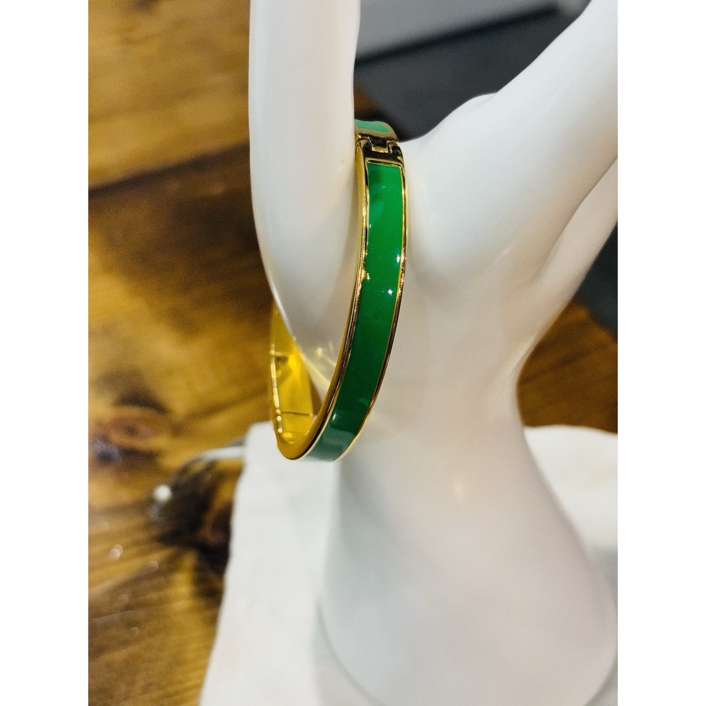 Kate Spade Green Enamel And Gold Forever And Ever Bracelet