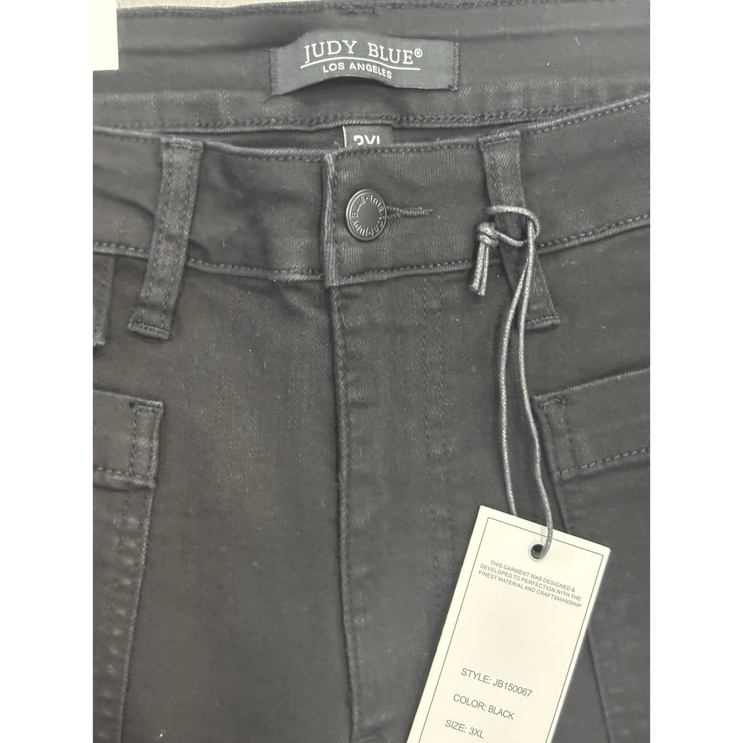 Judy Blue Cargo Patch Pocket Black Denim Jean Shorts Size 3XL