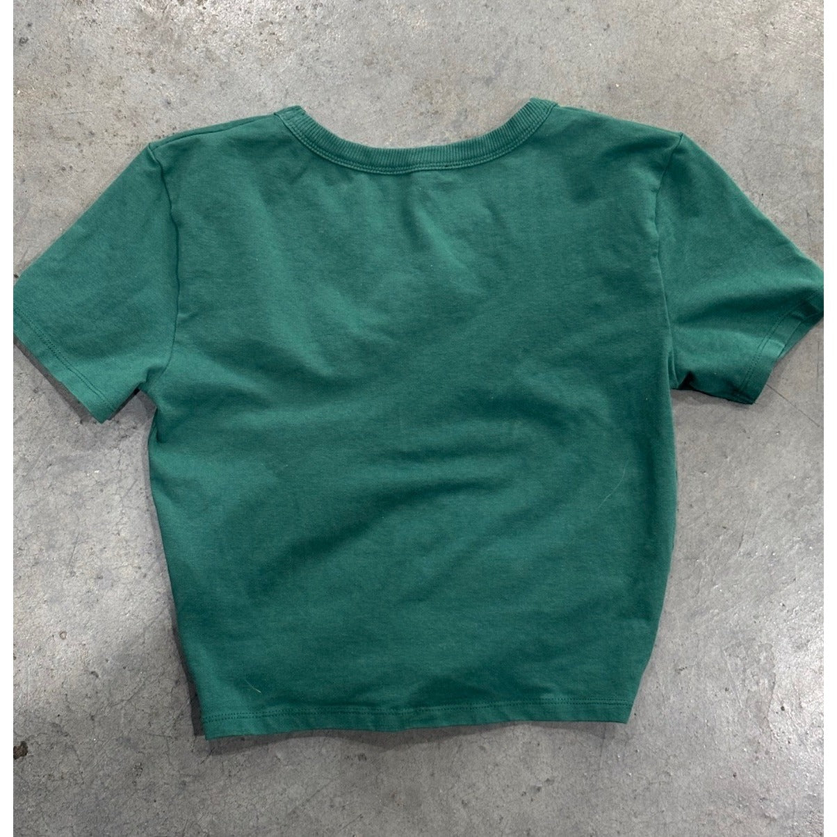 Zara Green Crew Neck Shirt With Rouching  Size Medium