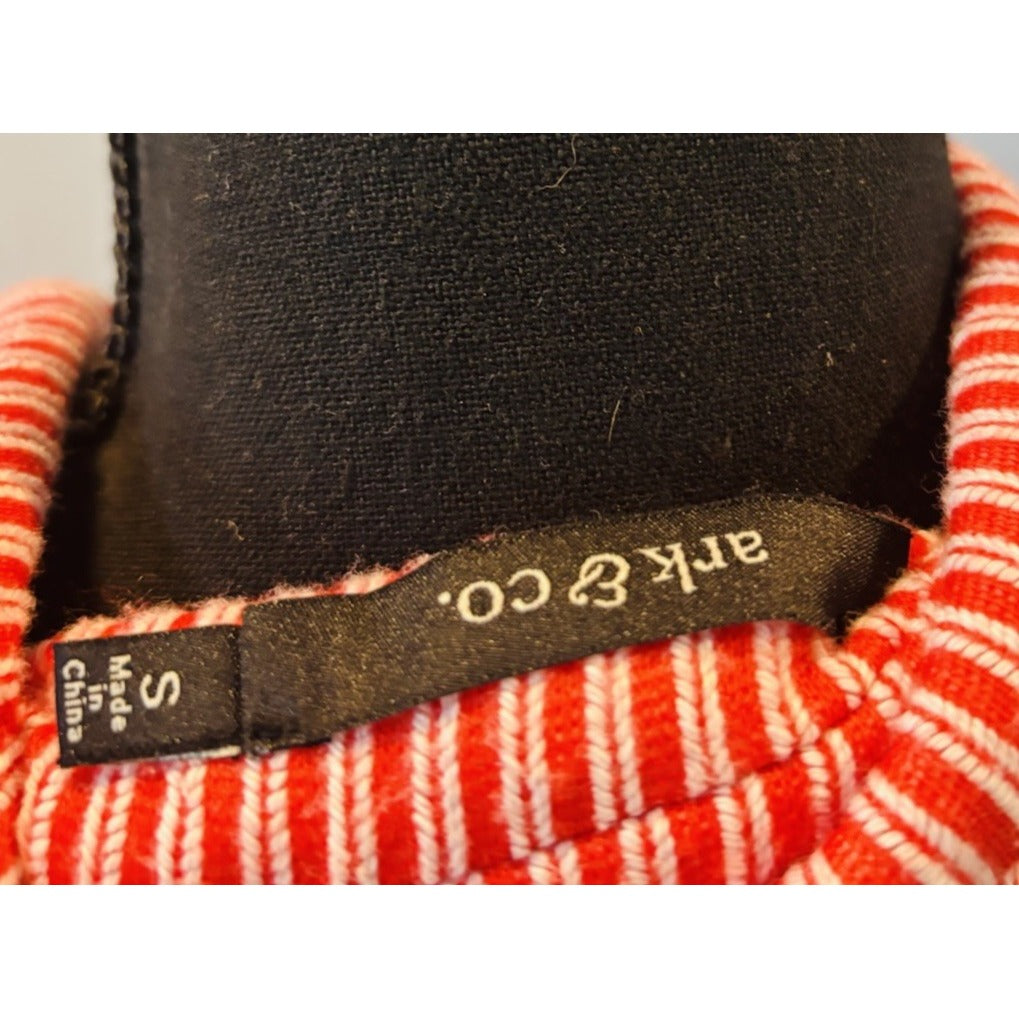 Ark & Co Womens Sz S Red And White Contrast Mixed Stripe Knit Blazer Jacket