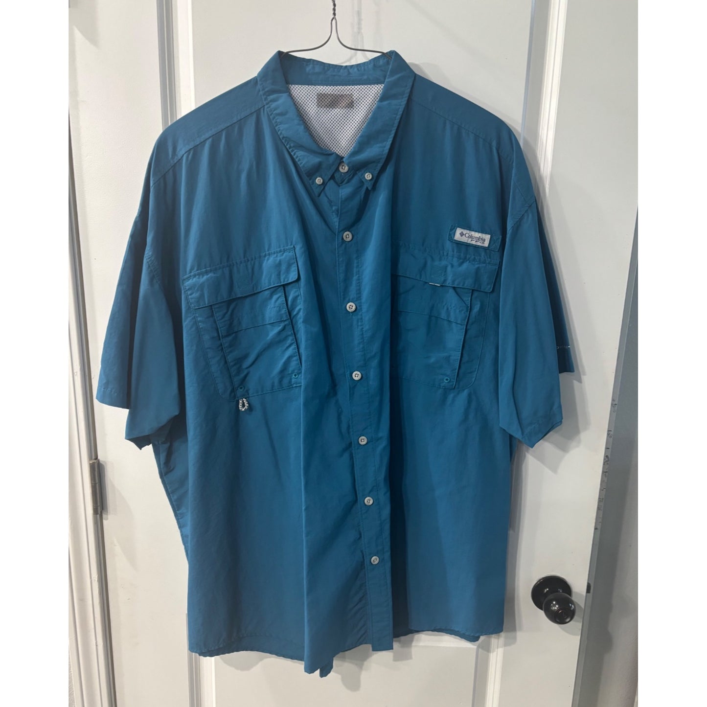 Columbia Mens Blue PFG Vented Short Sleeve Fishing Shirt 4XLT