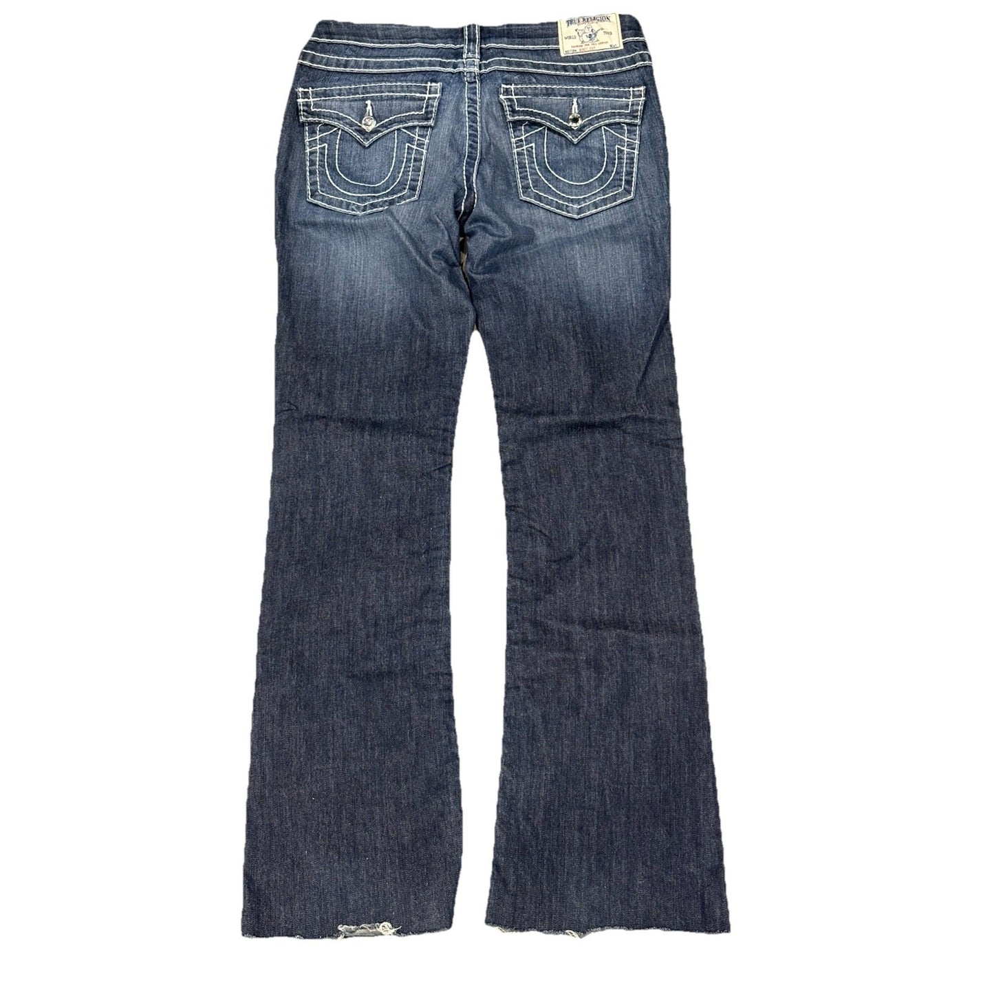 True Religion Low Rise Woman’s Jeans Straight Jeans With Frayed Ends Size 29 Dark