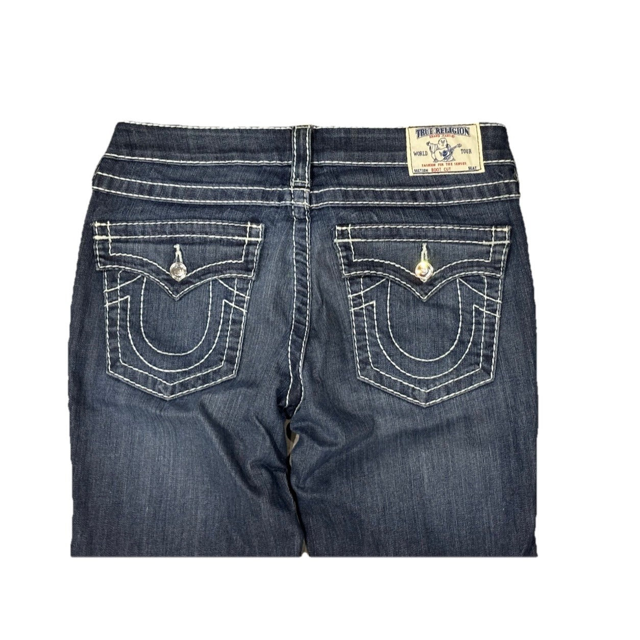 True Religion Low Rise Woman’s Jeans Straight Jeans With Frayed Ends Size 29 Dark