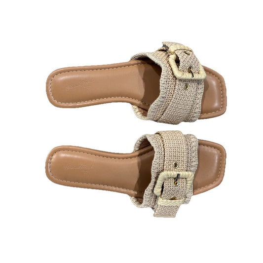 Universal Thread Womens Linda Raffia Buckle Slide Sandals 92611942 Tan Brown 6.5