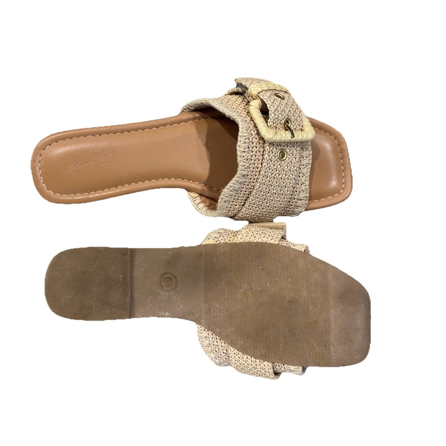 Universal Thread Womens Linda Raffia Buckle Slide Sandals 92611942 Tan Brown 6.5