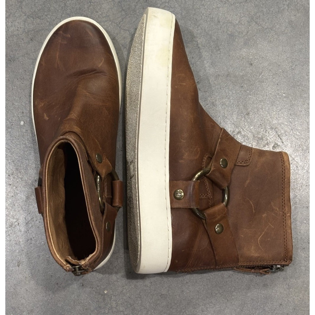 Frye Lena Harness Bootie Size 6.5 Women’s Leather Sneaker Bootie Cognac NEW $248