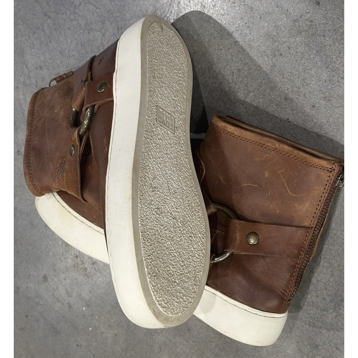 Frye Lena Harness Bootie Size 6.5 Women’s Leather Sneaker Bootie Cognac NEW $248