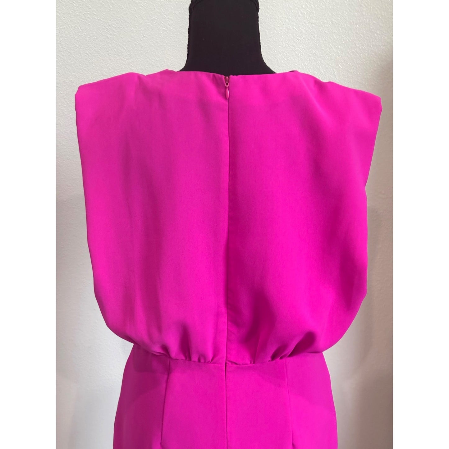 Hot Pink Sleeveless Mini Dress With Elastic Waist & Back Zipper By TCEC Size Medium