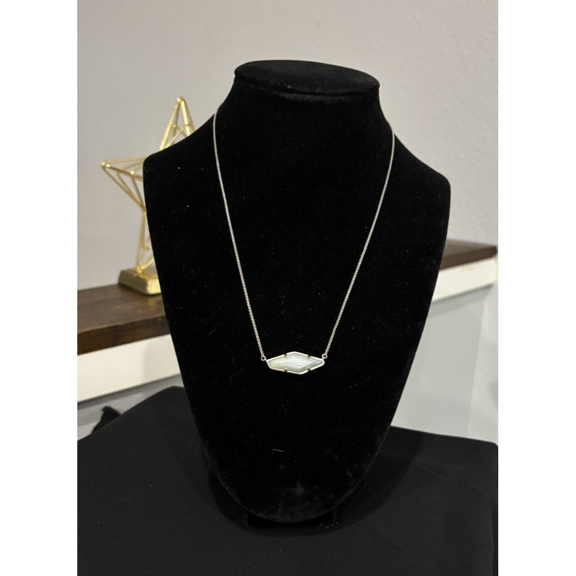 Kendra Scott Beth Silver Adjustable Necklace With White Stone