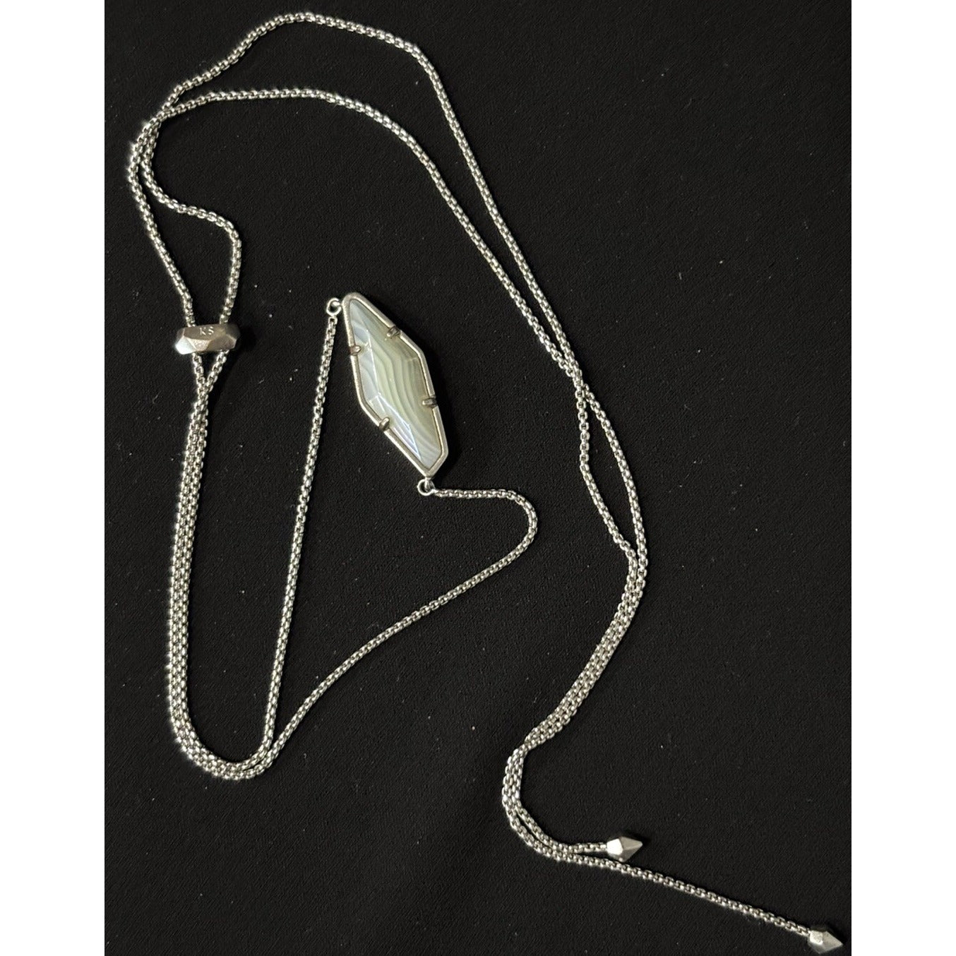 Kendra Scott Beth Silver Adjustable Necklace With White Stone