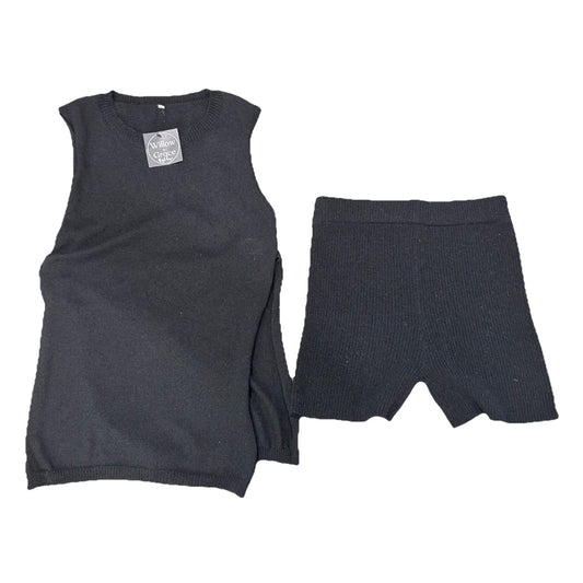 NWT Boutique Knitted Shirt Short  Set Black Sleeveless Size Medium