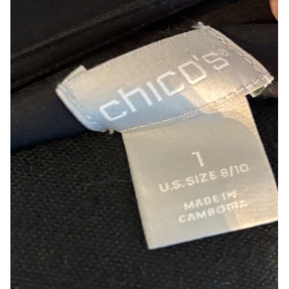 Chicos Black Wrap Neck Blouse Size 1