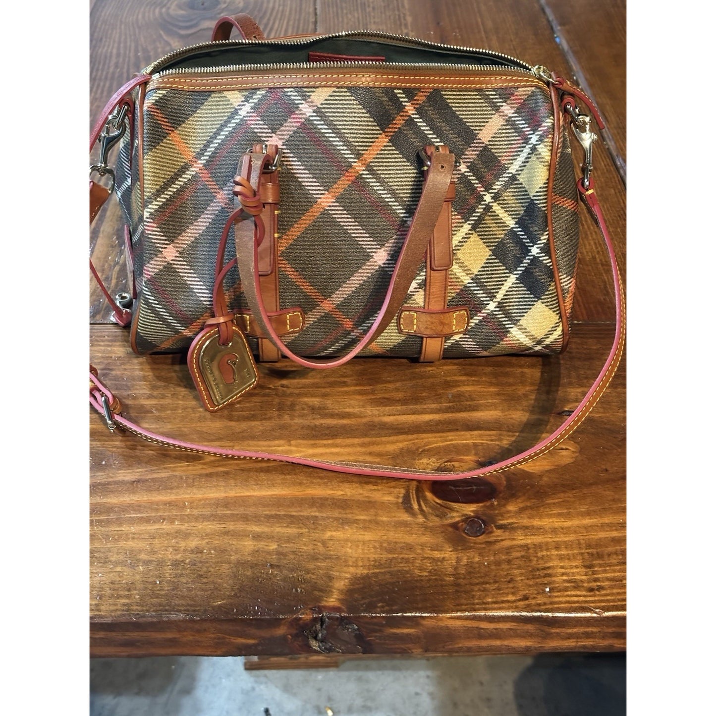 Vintage Dooney & Bourke Tartan Plaid Purse Bag Leather NWOT