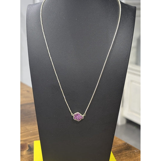 Kendra Scott Theo Raspberry Drusy Gold Chain necklace