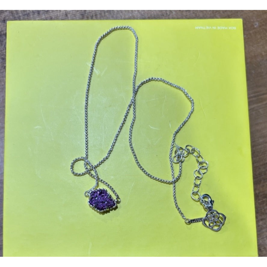 Kendra Scott Theo Raspberry Drusy Gold Chain necklace