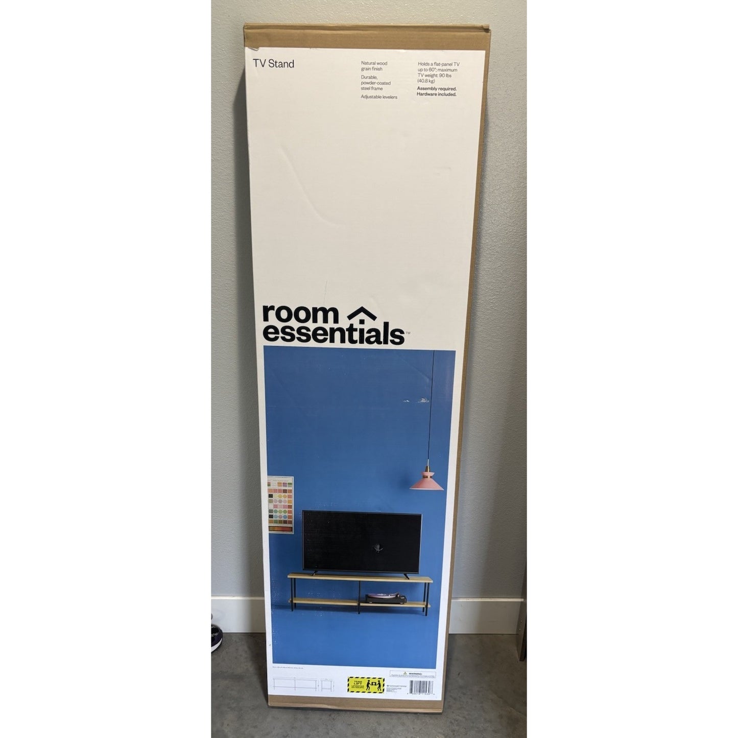 Room Essentials TV stand Natural Wood Finish 18 In X 15 In X 60 In New In Box