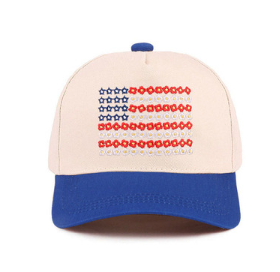 Star floral american flag two tone cotton hat