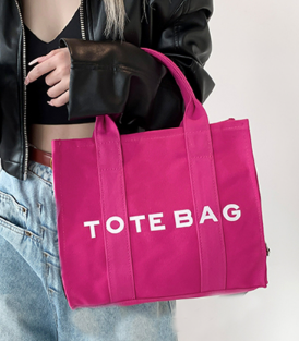 Canvas the tote bag with shoulder strap in Hot Pink