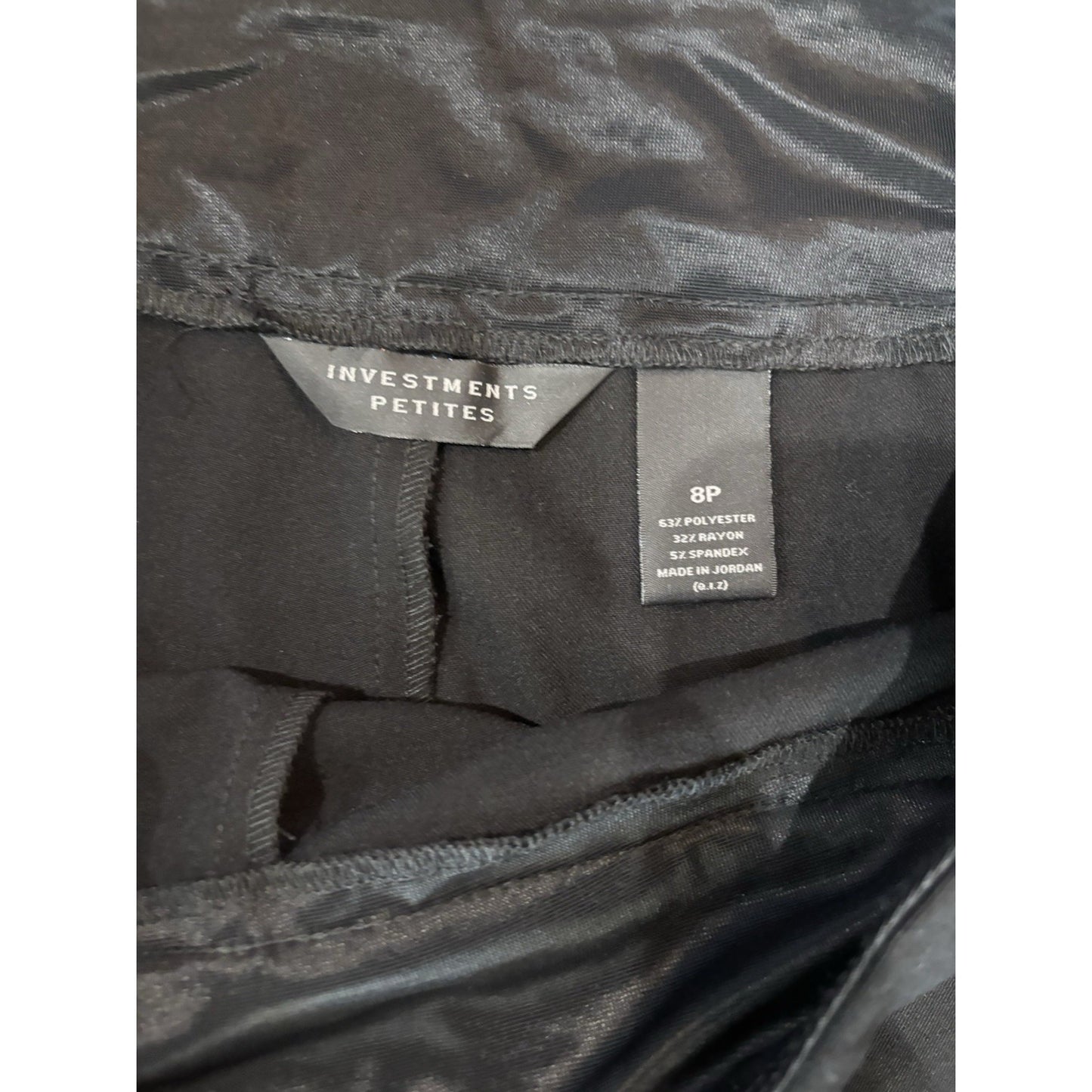 Investments Petite 8P Black Ankle Pants Elastic Waist Pull On Stretch Career