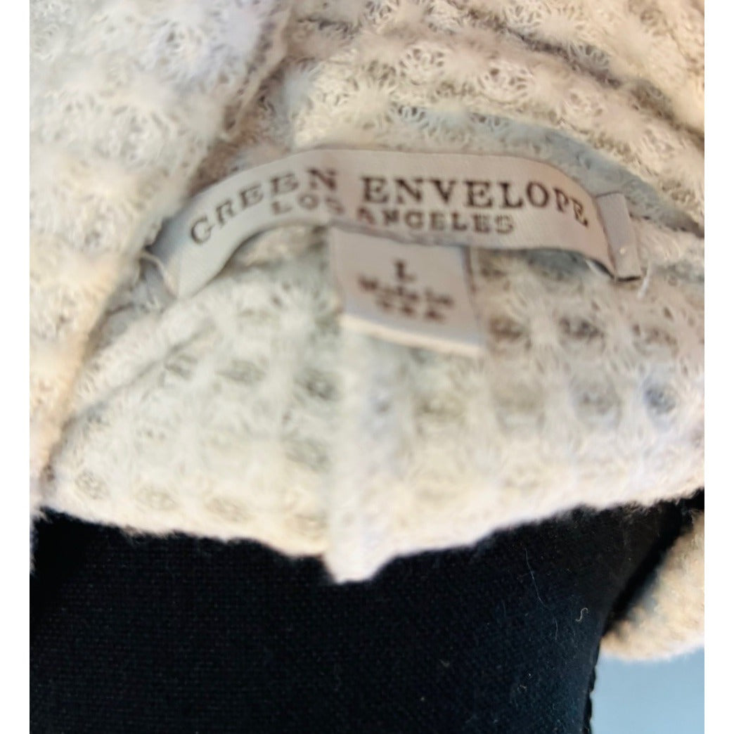 Green Envelope white gray lightweight cowl neck knit top sweater Women Large