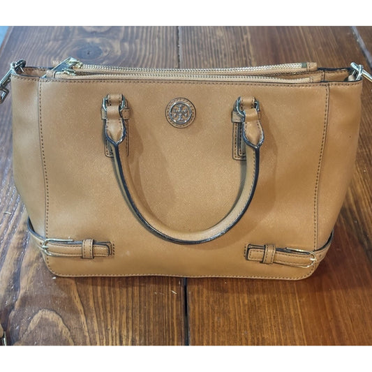 Tory Burch Robinson Brown Double Zip Tote
