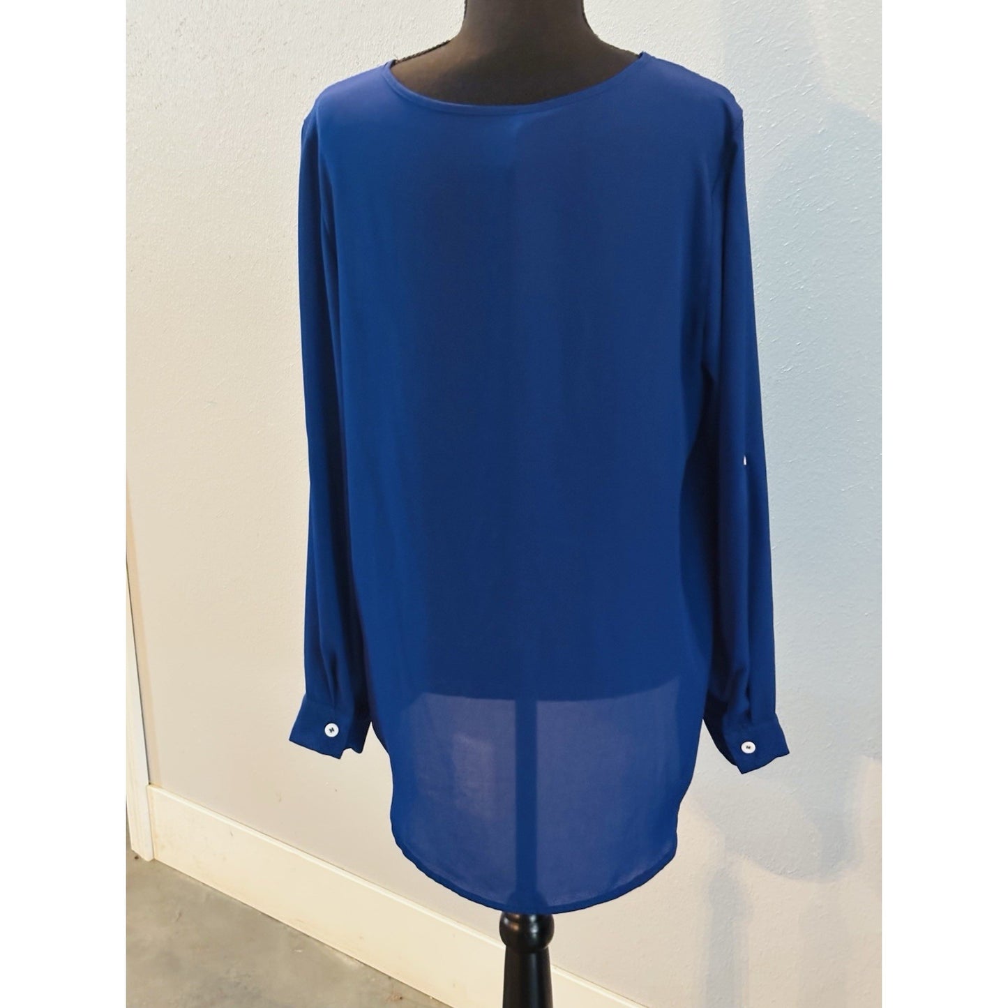 Just Fashion Now Zipper Vneck Blouse Sheer Size Large