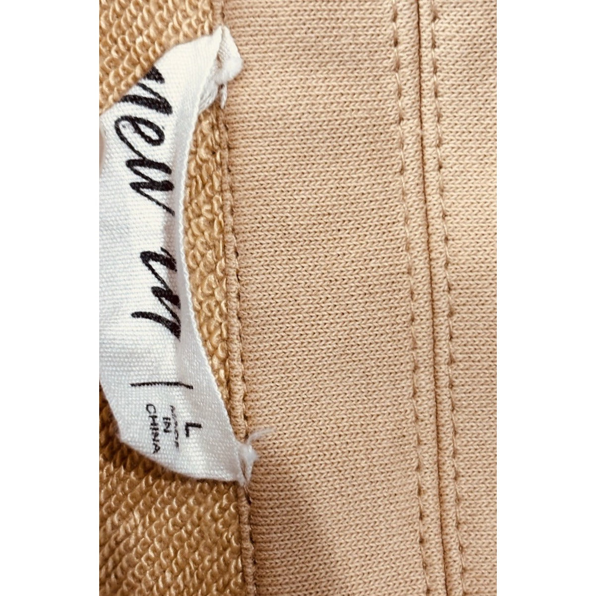 Cropped Tan Button Up Collared Sweatshirt Size L