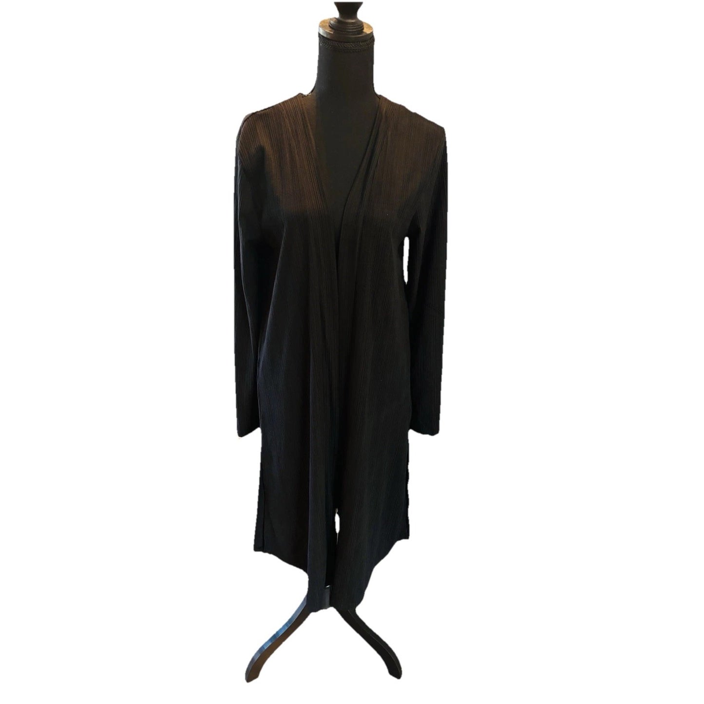 Maurices Womens Medium M Black Long Sleeve Duster Cardigan Open Lightweight...
